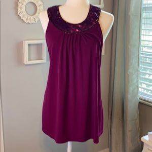 Express Purple Dressy Tank With sequins